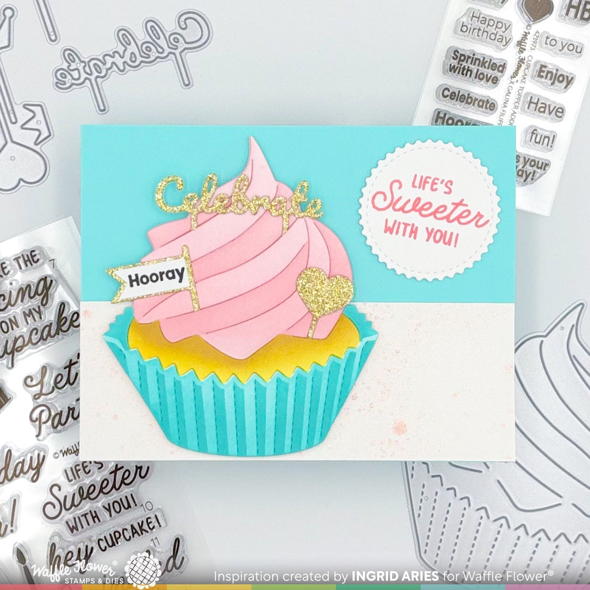 Waffle Flower Sweet Cupcake Die & Stencil Bundle