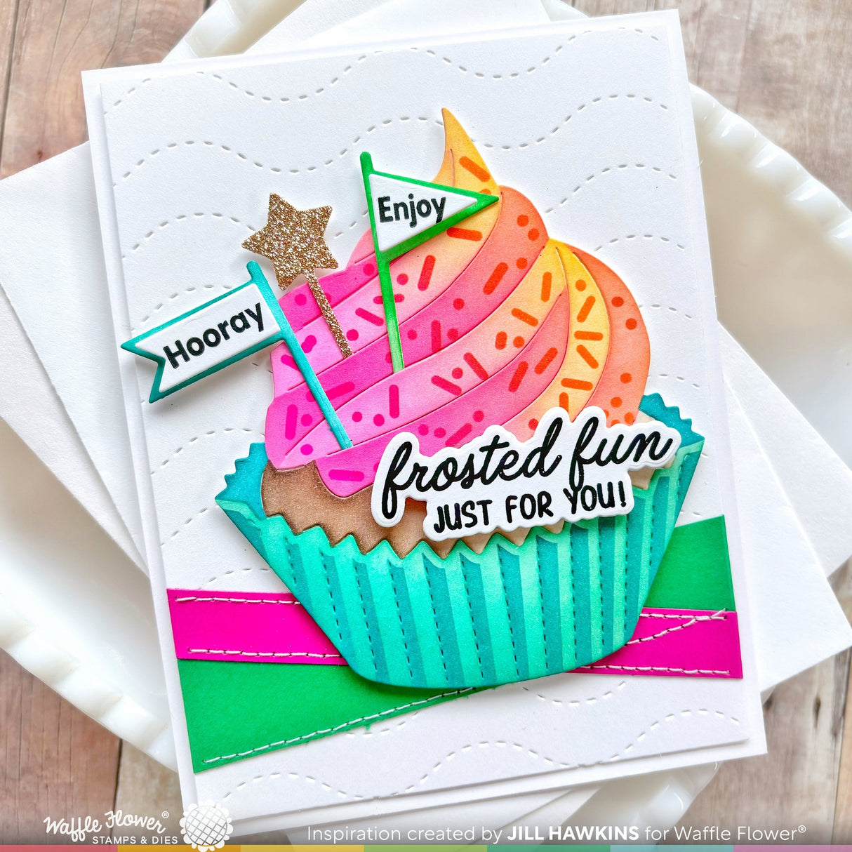 Waffle Flower Sweet Cupcake Die & Stencil Bundle