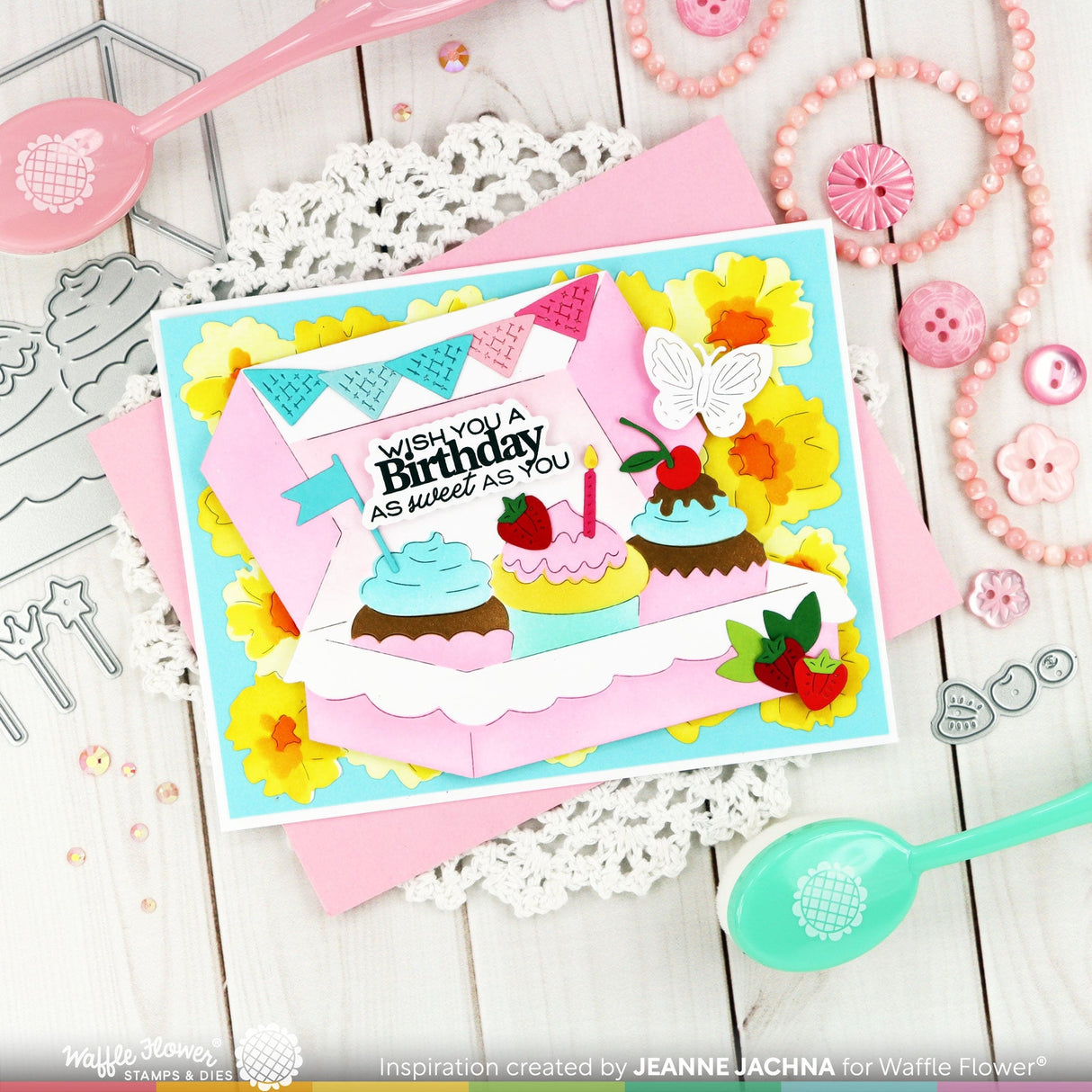 Waffle Flower Boxed Cupcakes Die & Stencil Bundle