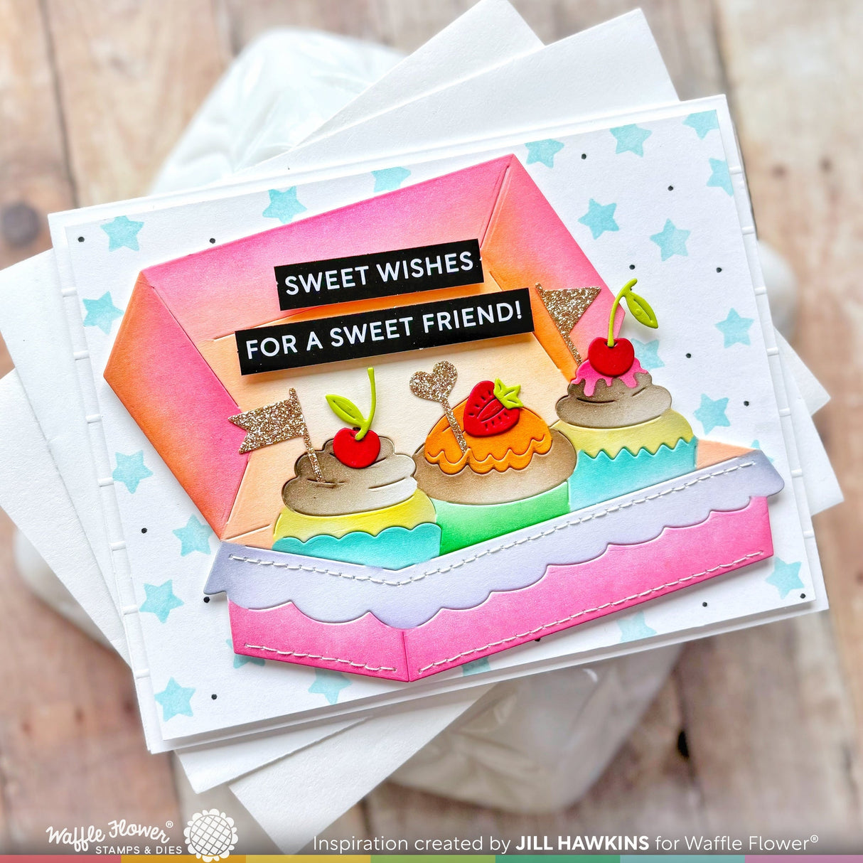 Waffle Flower Boxed Cupcakes Die & Stencil Bundle