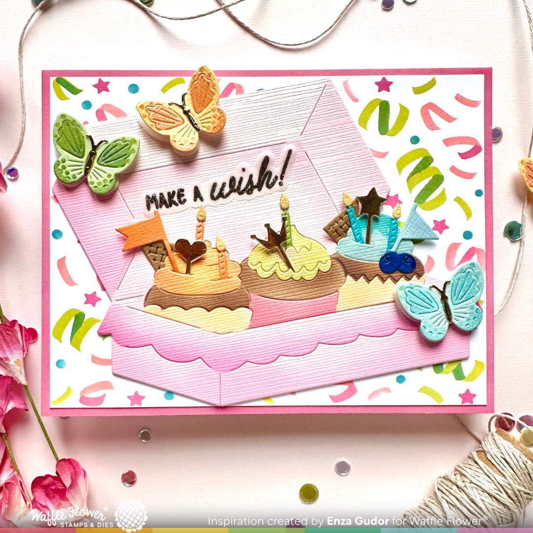 Waffle Flower Confetti Background Stencil