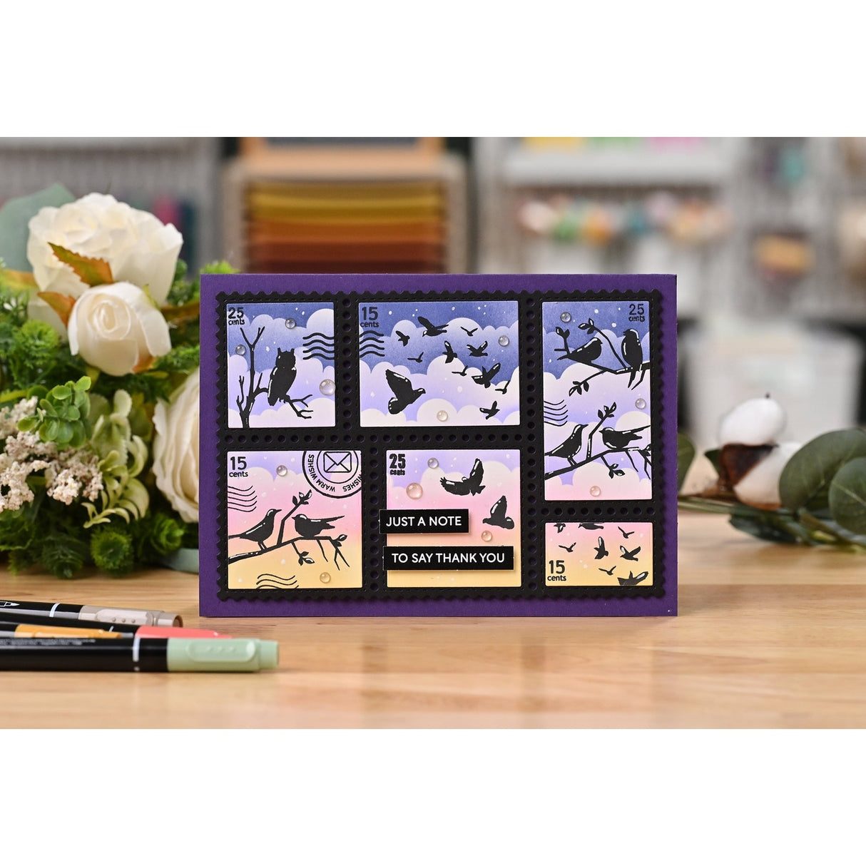 Waffle Flower Postage Collage Wild Birds Stamp Set