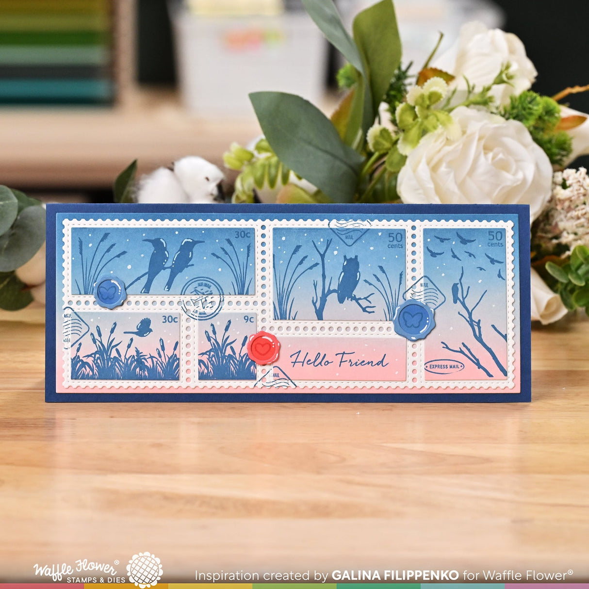 Waffle Flower Postage Collage Slimline Blocks Die