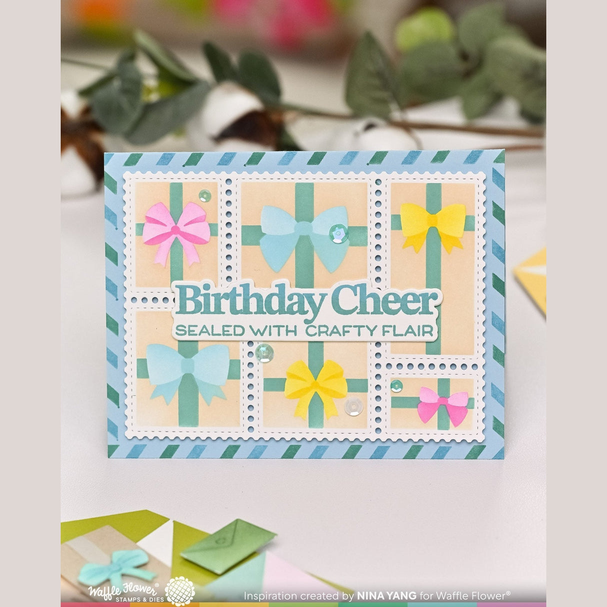 Waffle Flower Postage Collage Gifts Stencil