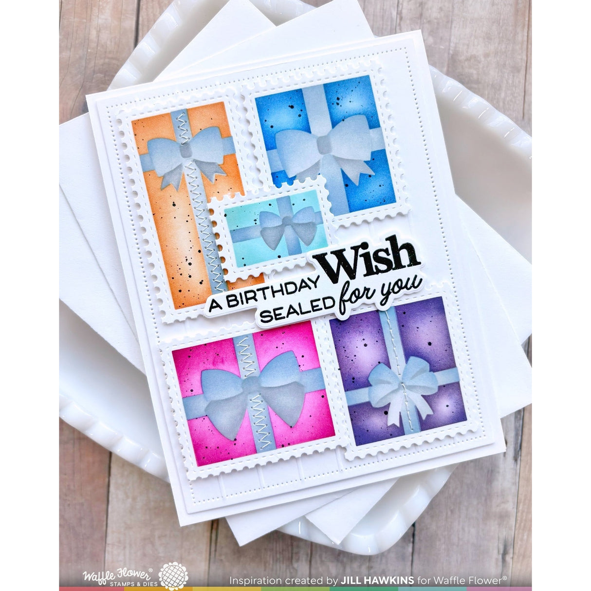 Waffle Flower Postage Collage Gifts Stencil