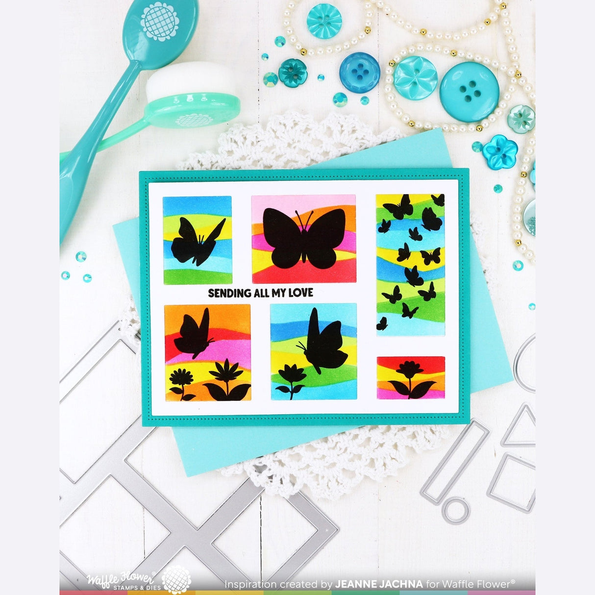 Waffle Flower Postage Collage Wild Butterflies Stamp Set