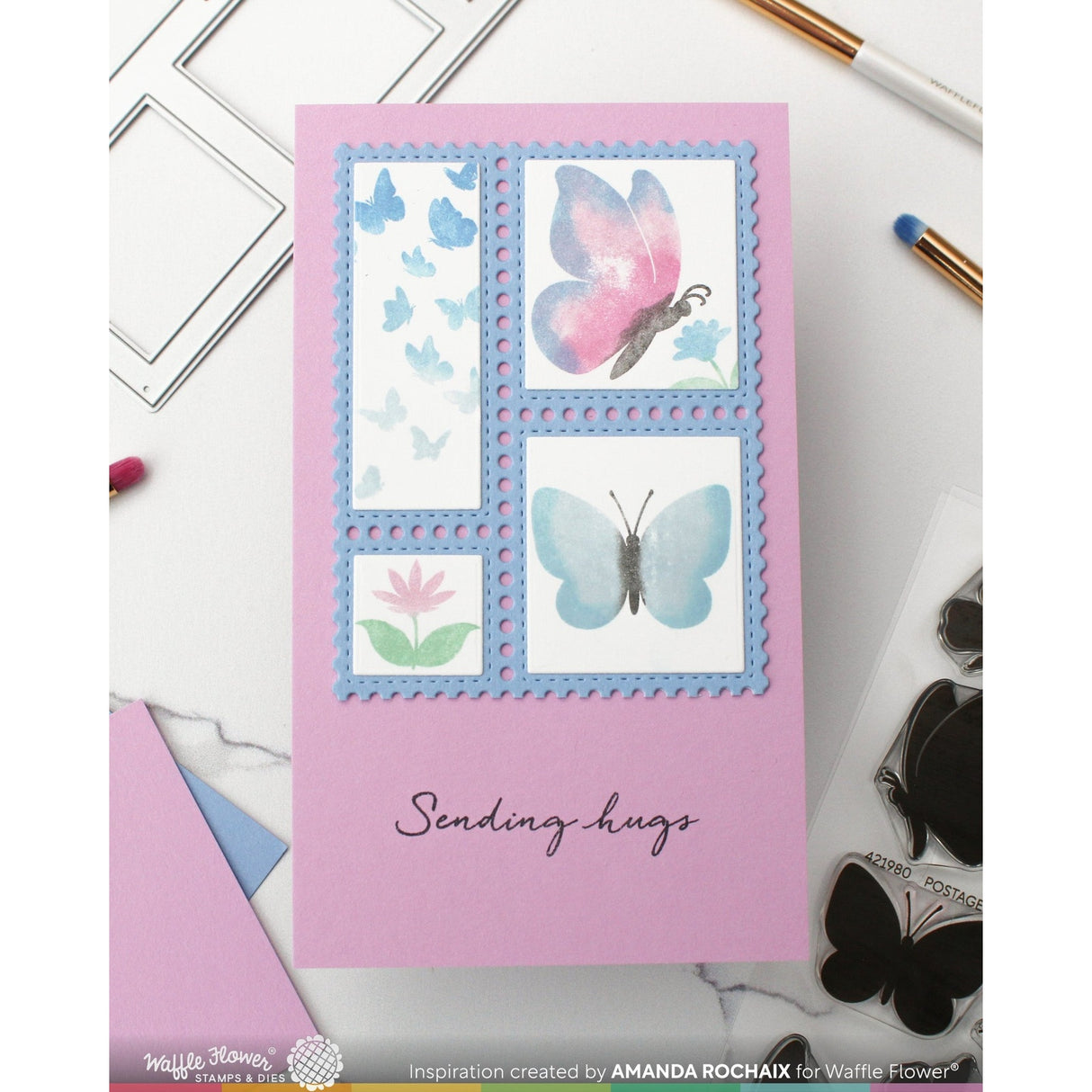 Waffle Flower Postage Collage Mini Slimline Blocks Die