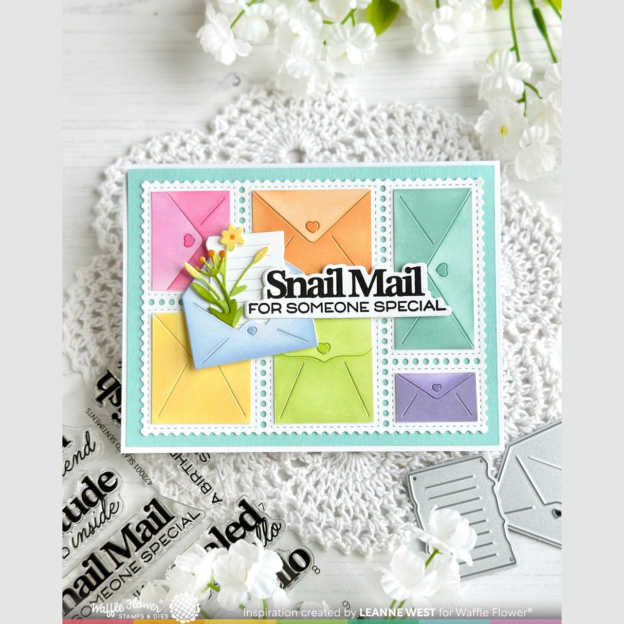 Waffle Flower Postage Collage Envelope Die
