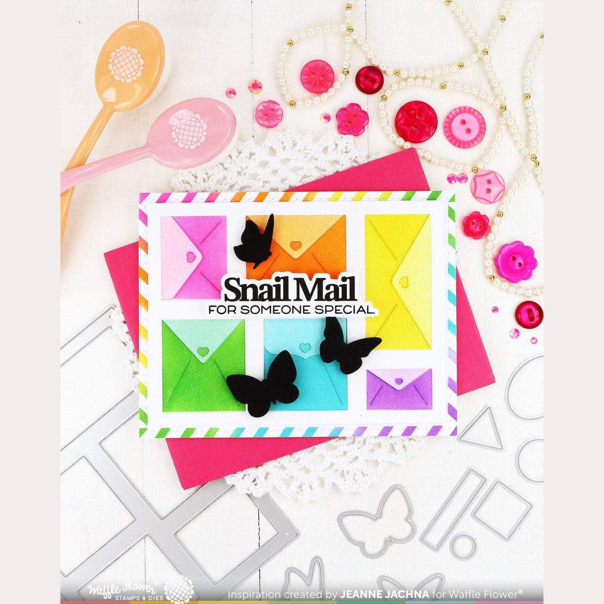 Waffle Flower Postage Collage Butterfly Silhouettes Die