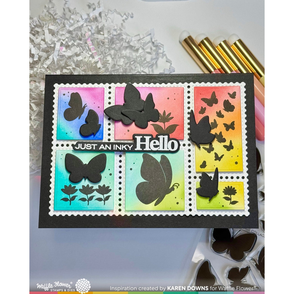 Waffle Flower Postage Collage A6 Blocks Die