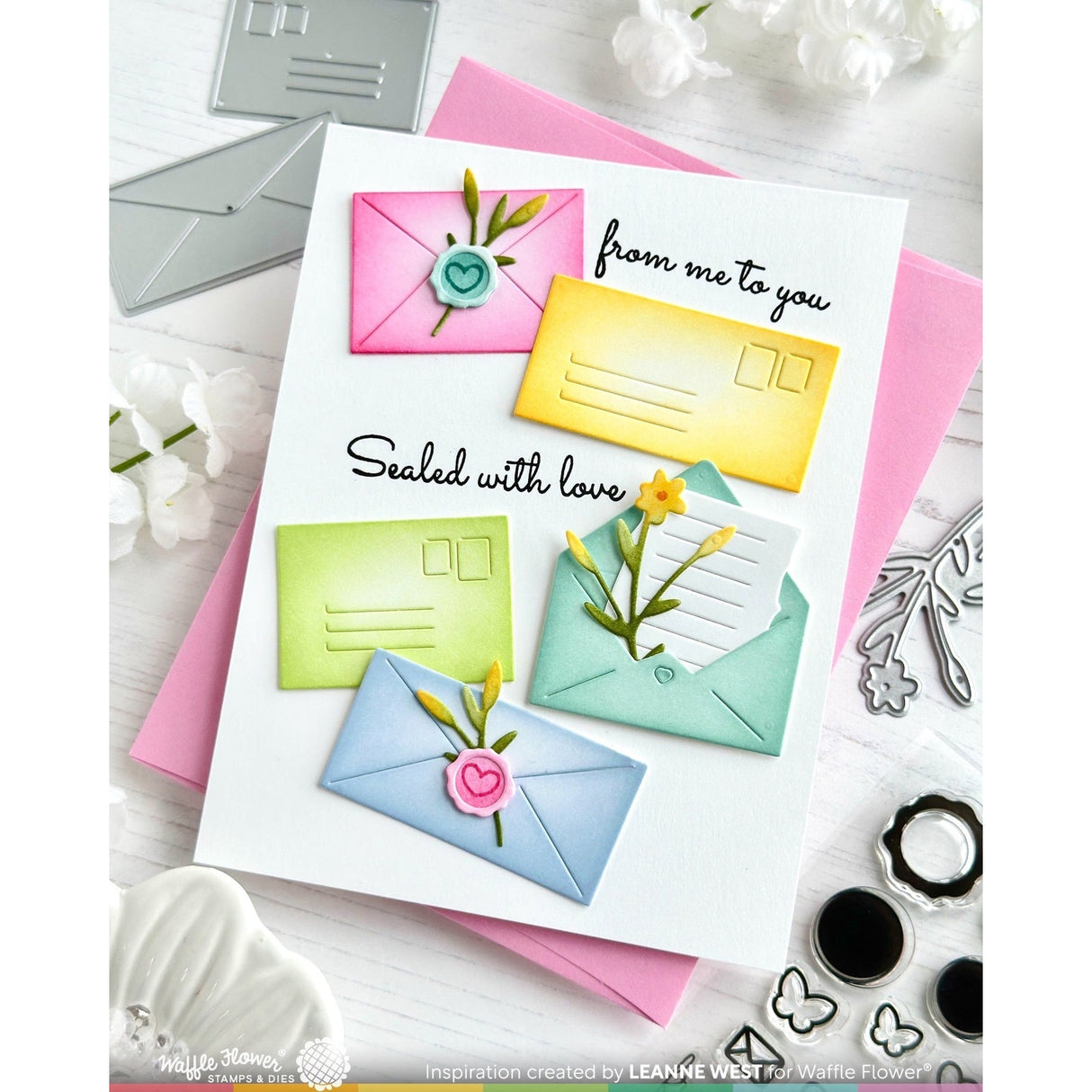 Waffle Flower Postage Collage Mini Seals Stamp Set