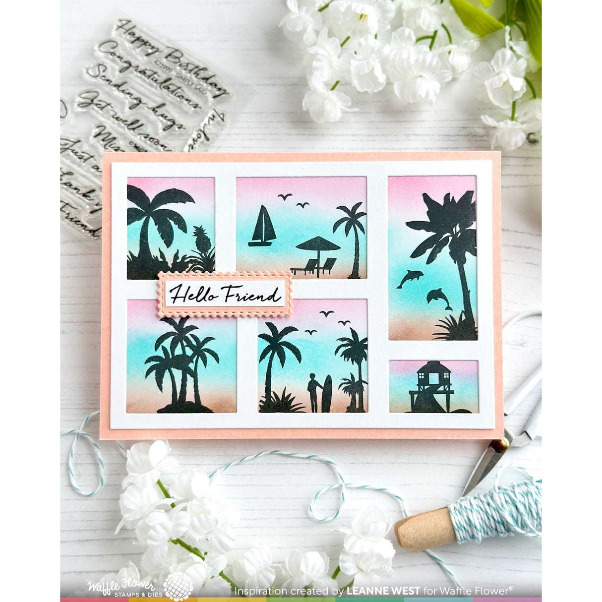 Waffle Flower Postage Collage A6 Blocks Die