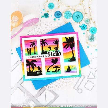 Waffle Flower Postage Collage Tropical Sunset Stamp Set