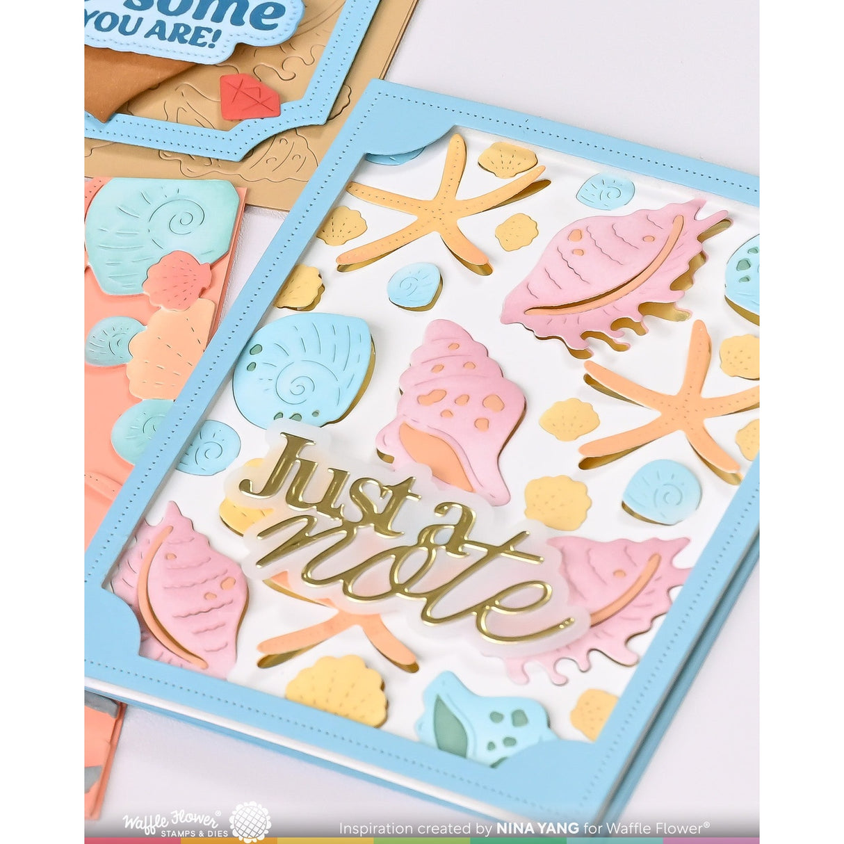 Waffle Flower Seashell Coloring Stencil