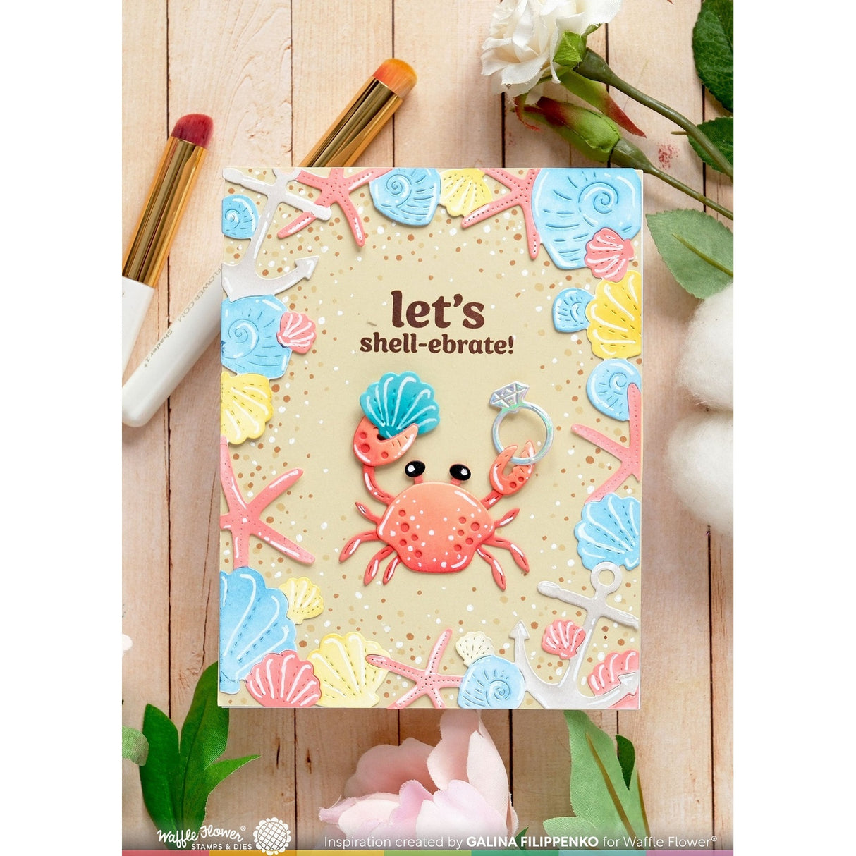 Waffle Flower Seashell Frame Die