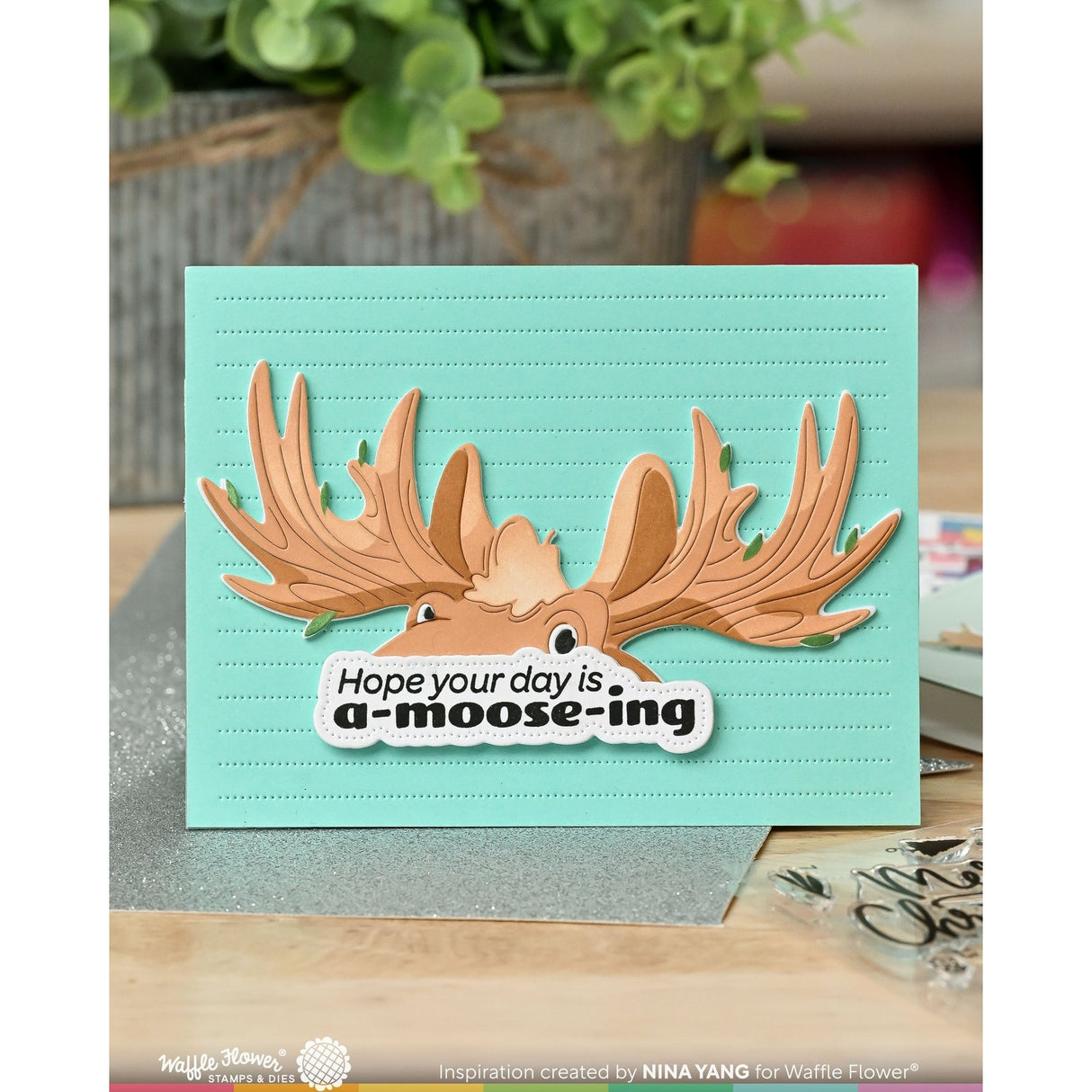 Waffle Flower Holiday Moose Die-n-stencil