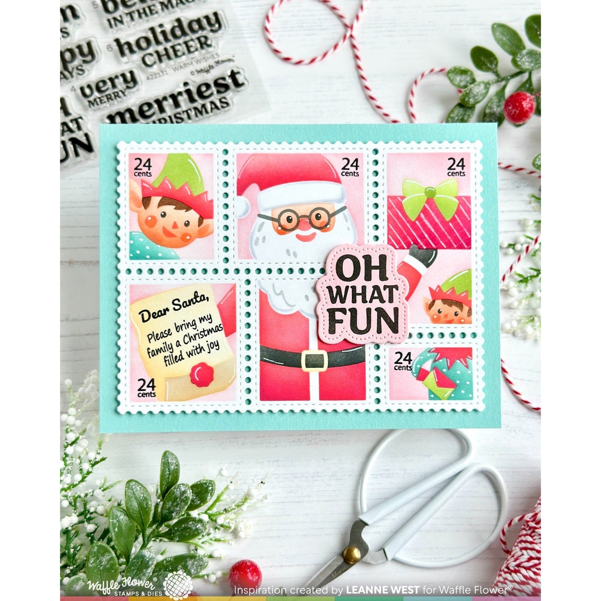 Waffle Flower Postage Collage Dear Santa Stamp Set