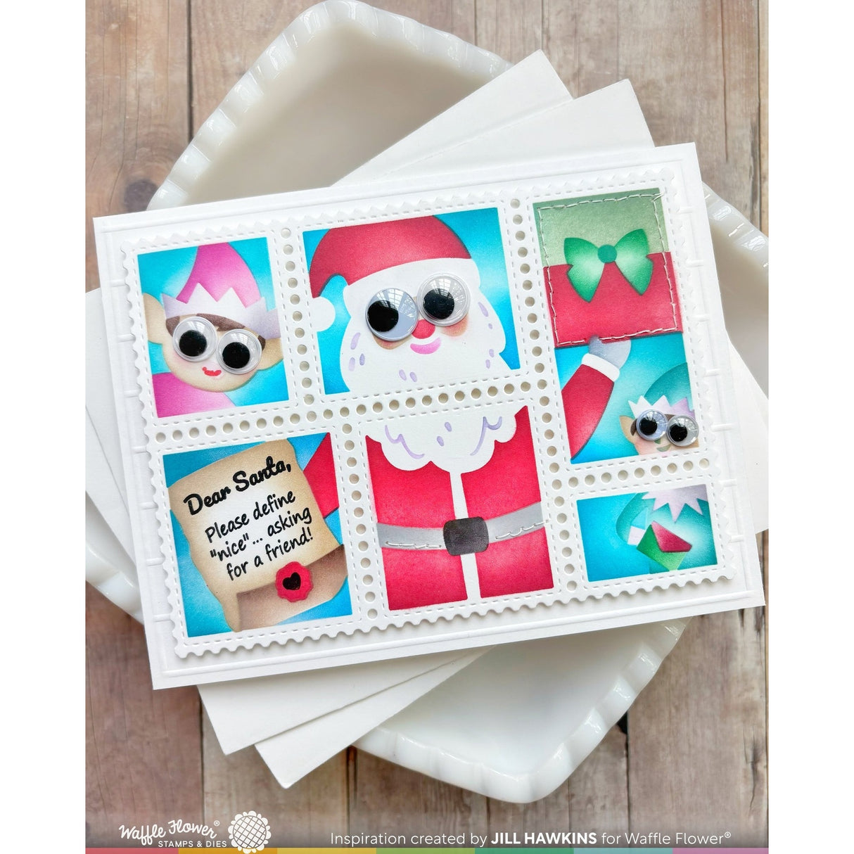 Waffle Flower Postage Collage Dear Santa Stencil