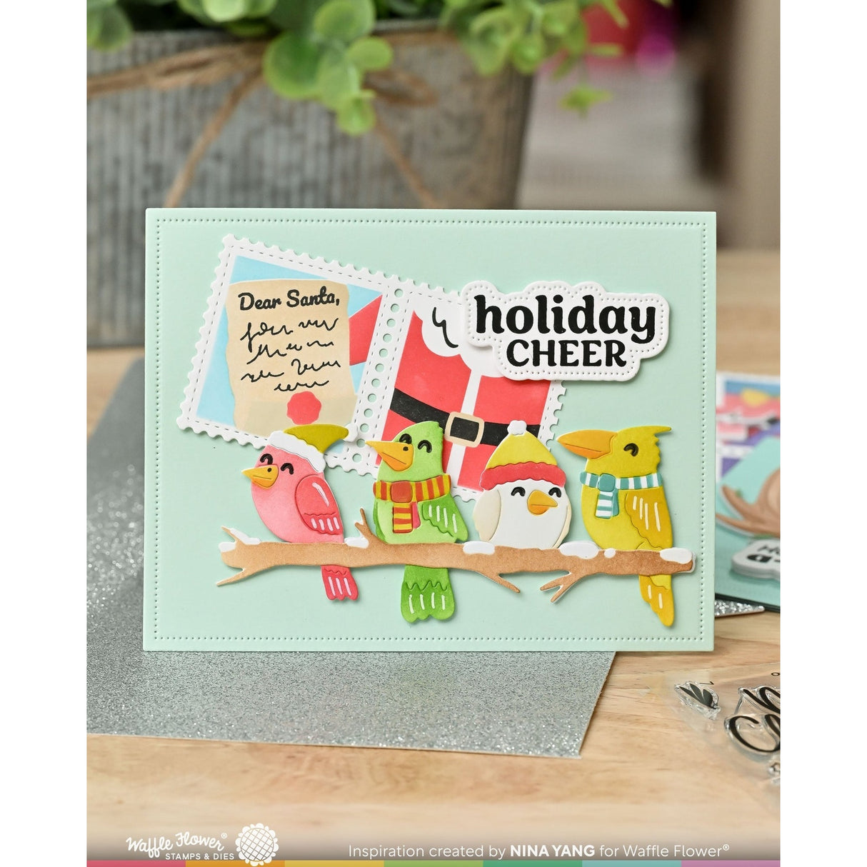 Waffle Flower Postage Collage Dear Santa Stencil
