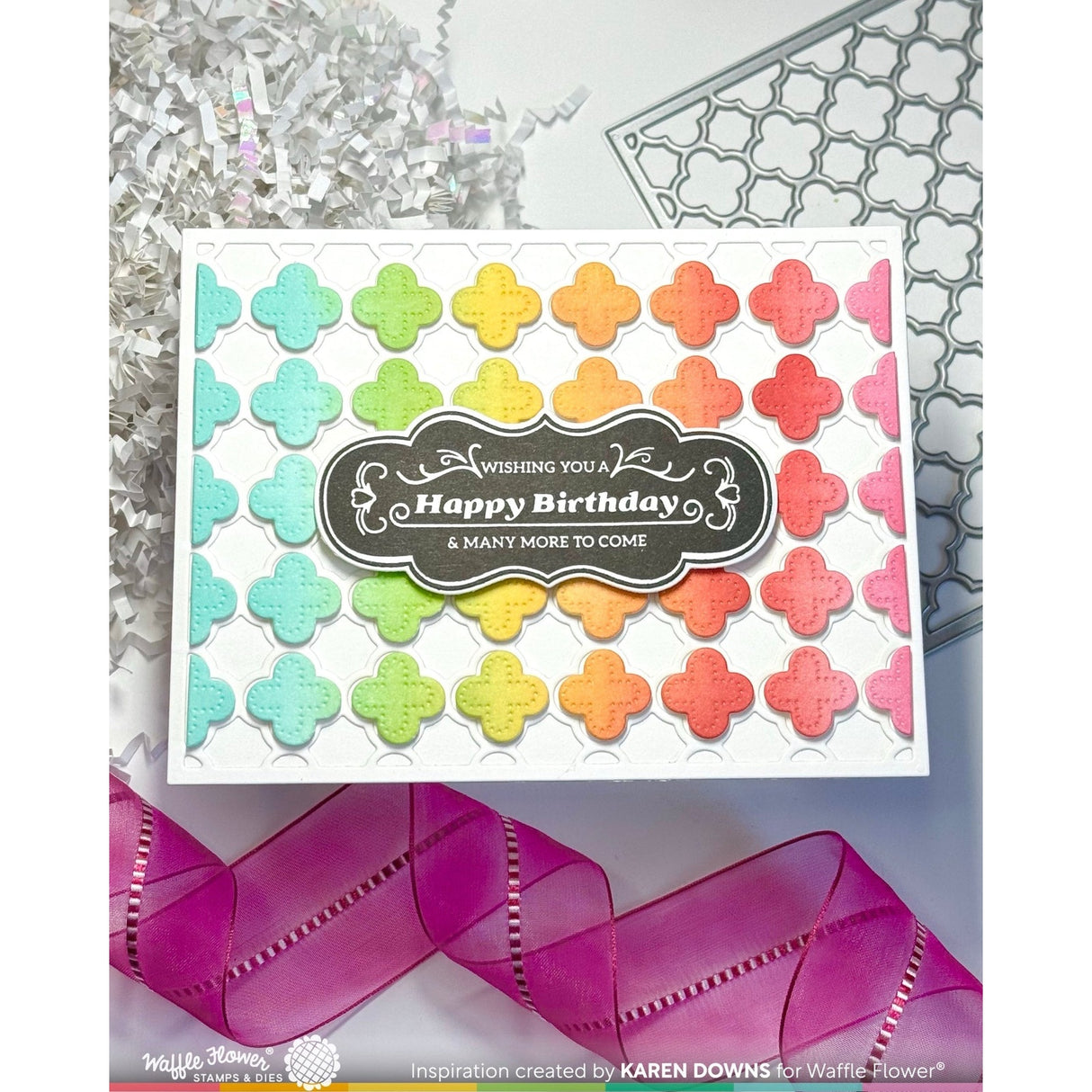 Waffle Flower Quatrefoil Panel Die