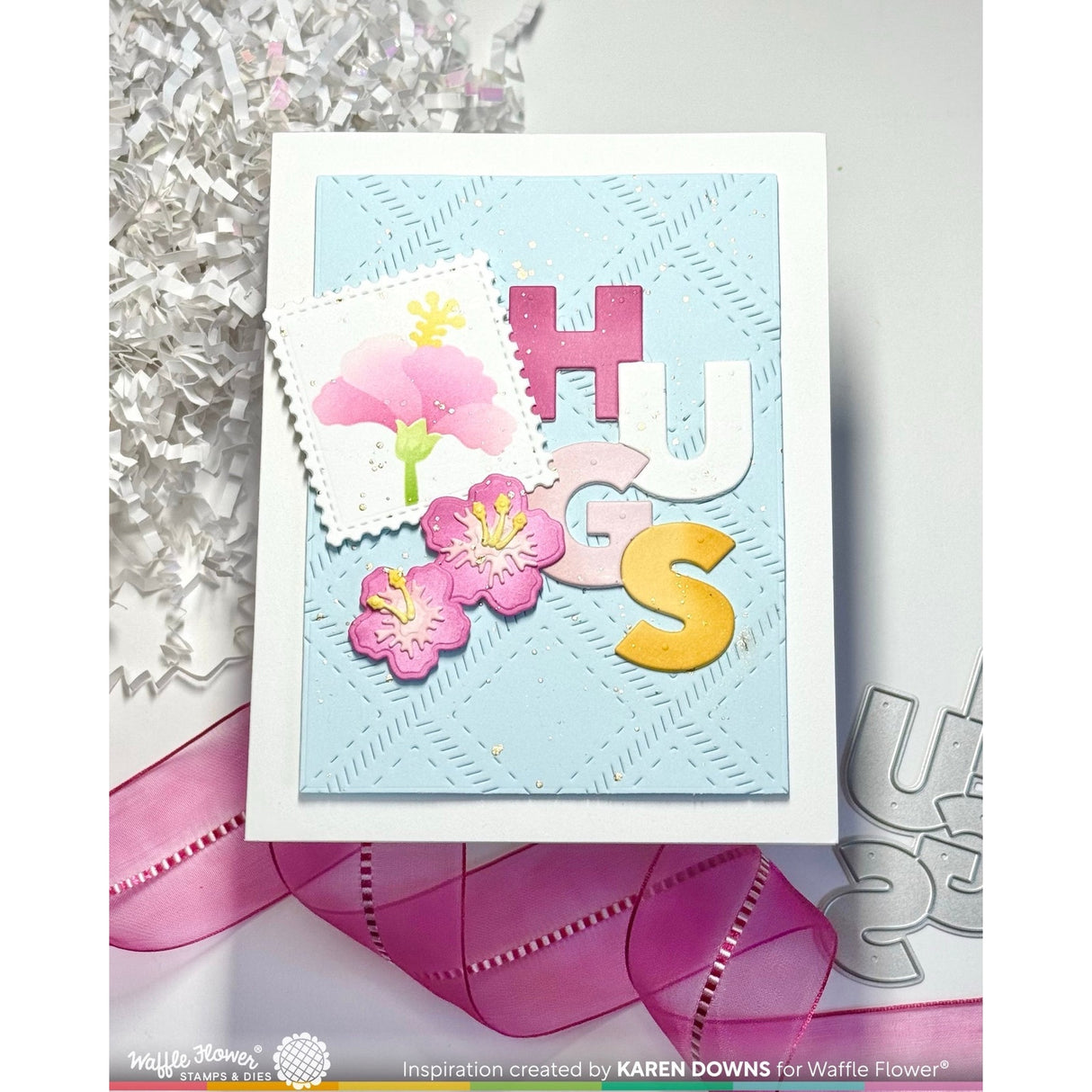Waffle Flower Postage Collage Tropical Flowers Stencil
