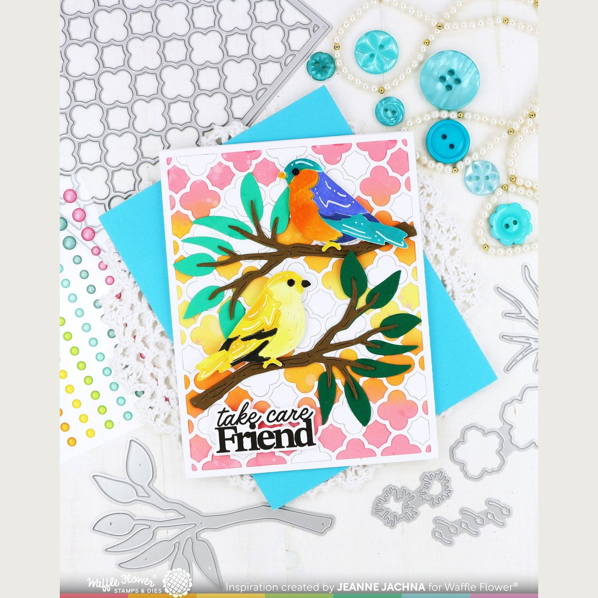 Waffle Flower Birdie Duo Die-n-stencil