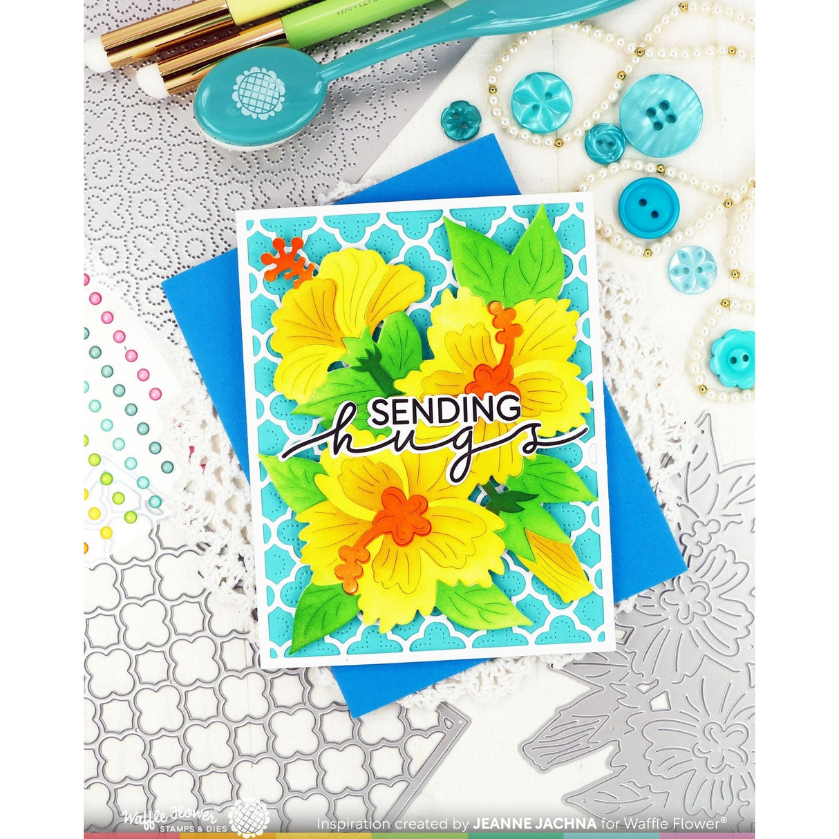 Waffle Flower Quatrefoil Texture Die