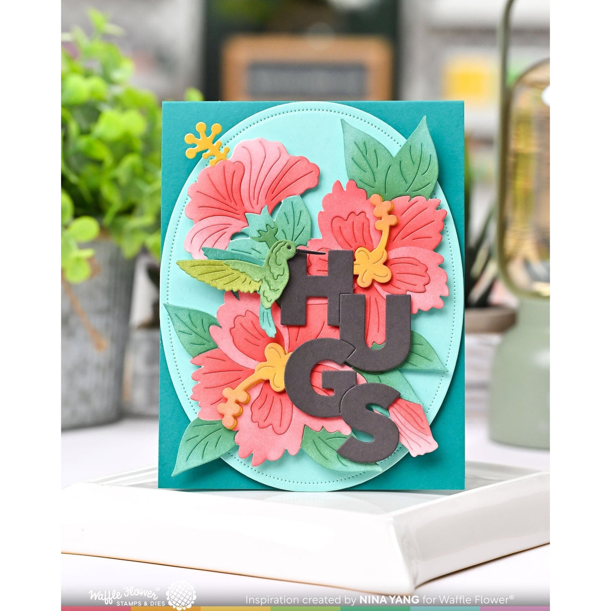 Waffle Flower Hibiscus Cluster Stencil