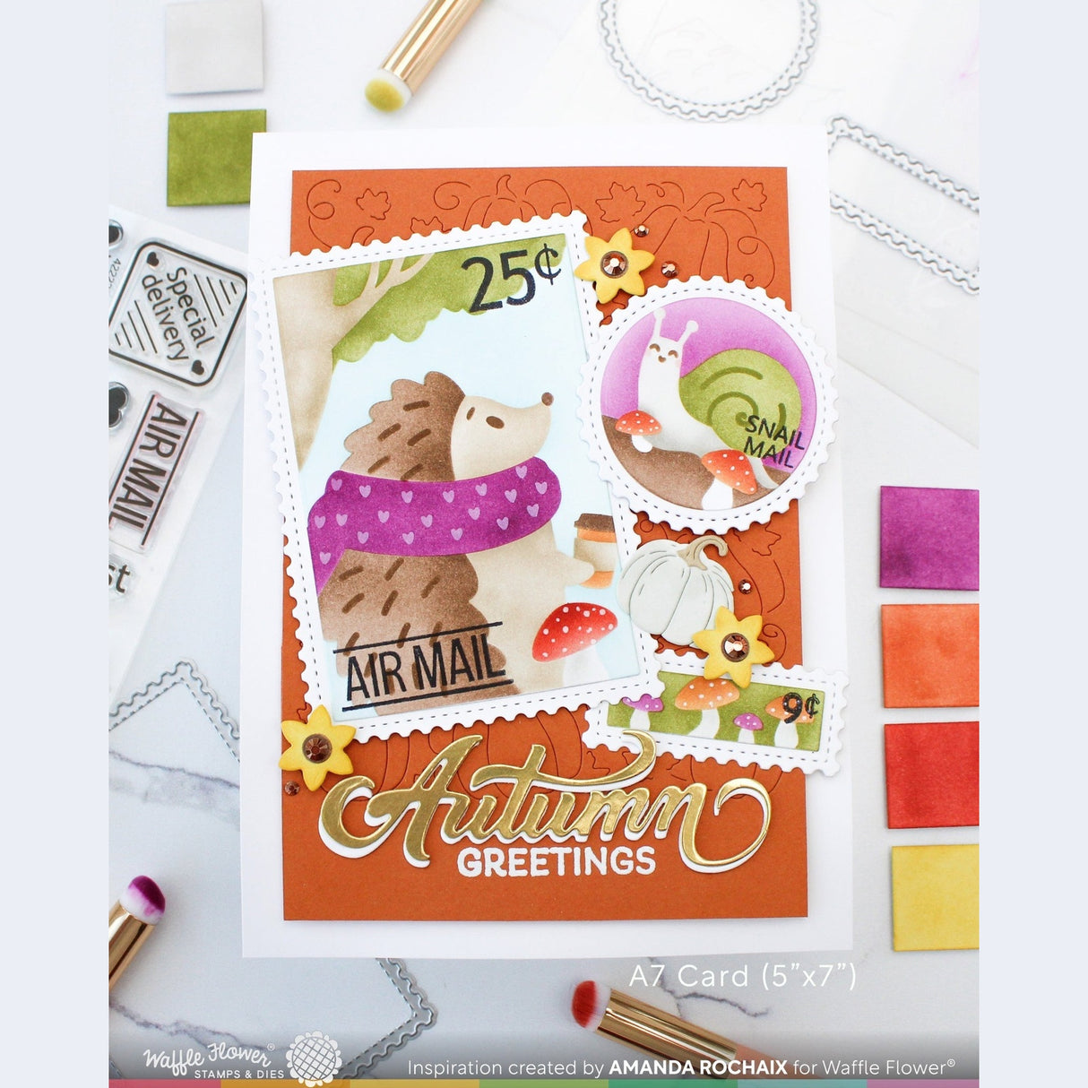 Waffle Flower Nesting Postage Collage Stamp Set