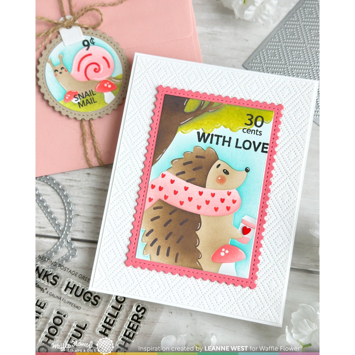 Waffle Flower Nesting Postage Collage Mush Love Stencil