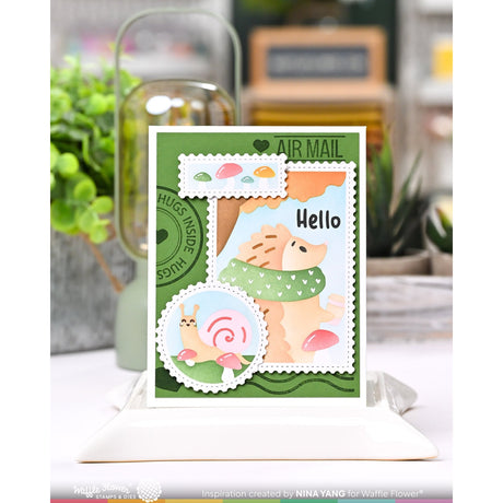 Waffle Flower Nesting Postage Collage Mush Love Stencil