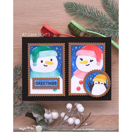 Waffle Flower Nesting Postage Collage Let it Snow Stencil