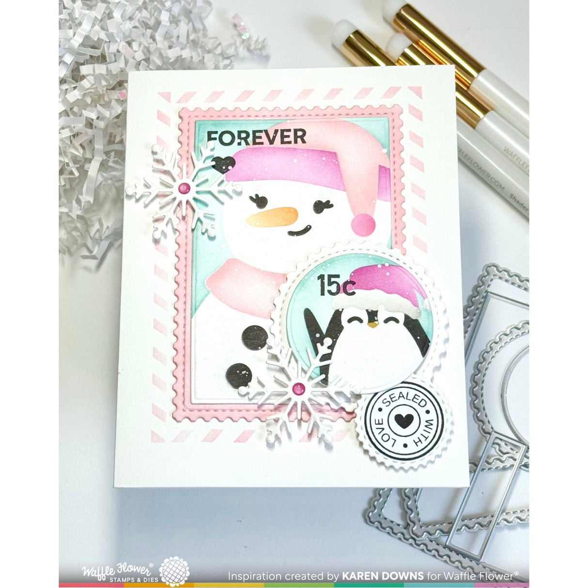 Waffle Flower Nesting Postage Collage Stamp Set