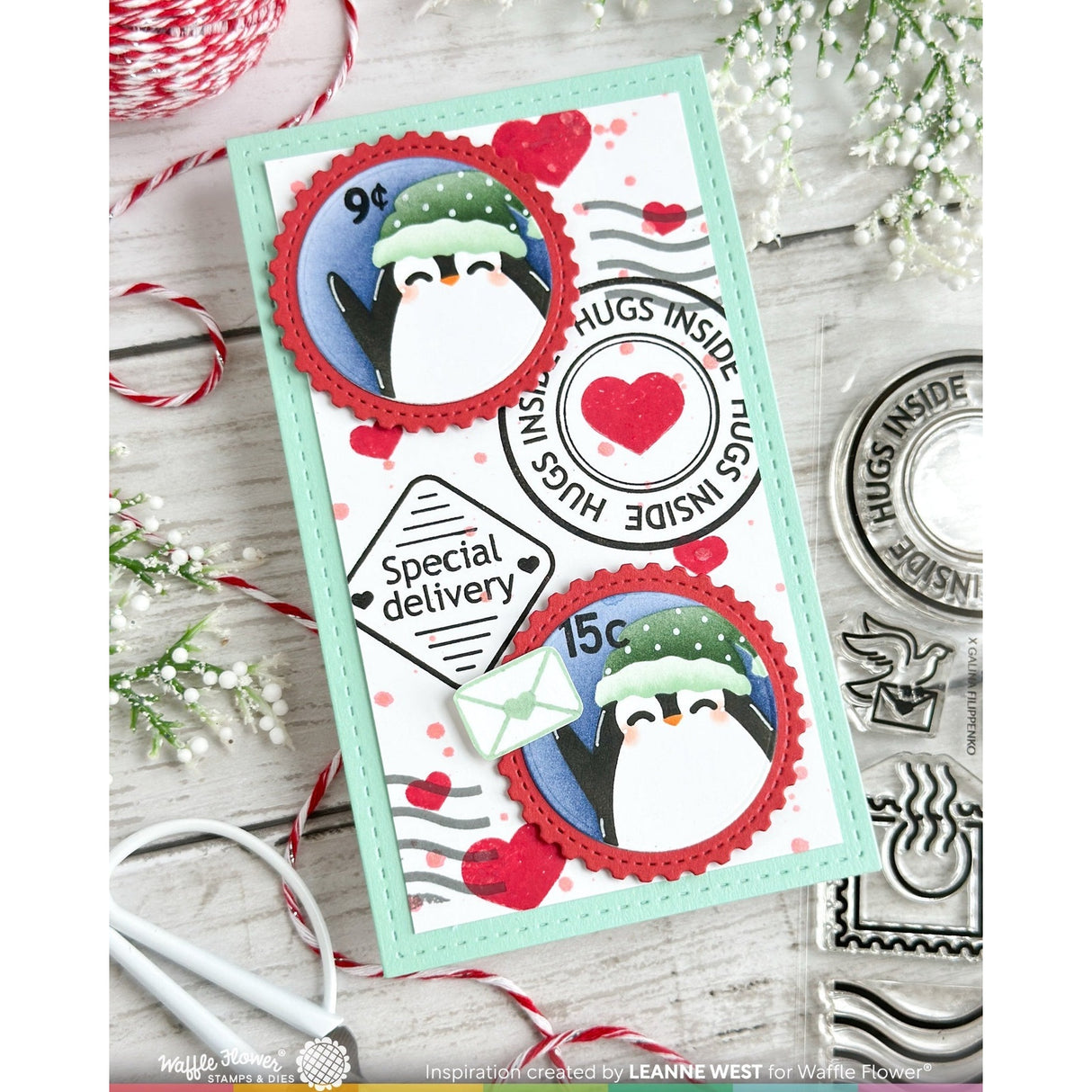 Waffle Flower Nesting Postage Collage Stamp Set