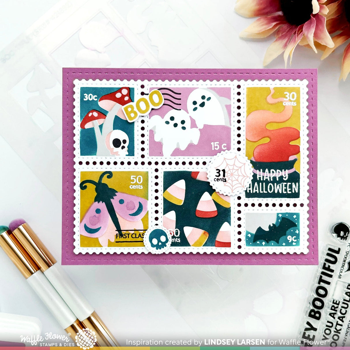 Waffle Flower Postage Collage Spooktacular Stamp Set