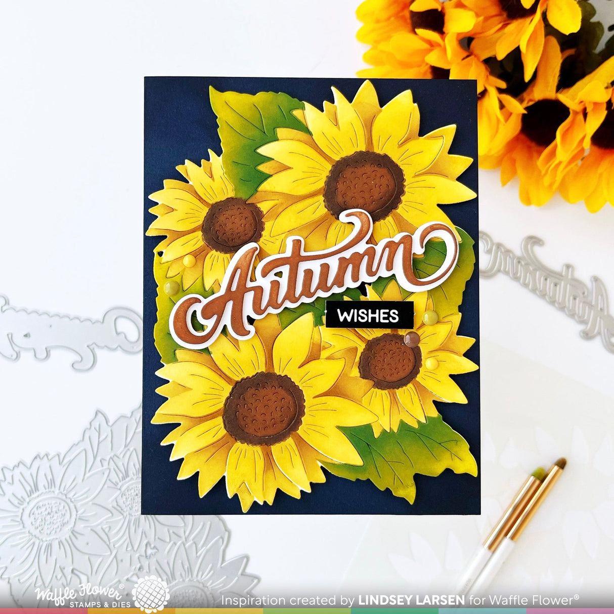 Waffle Flower Sunflower Cluster Die & Stencil Bundle