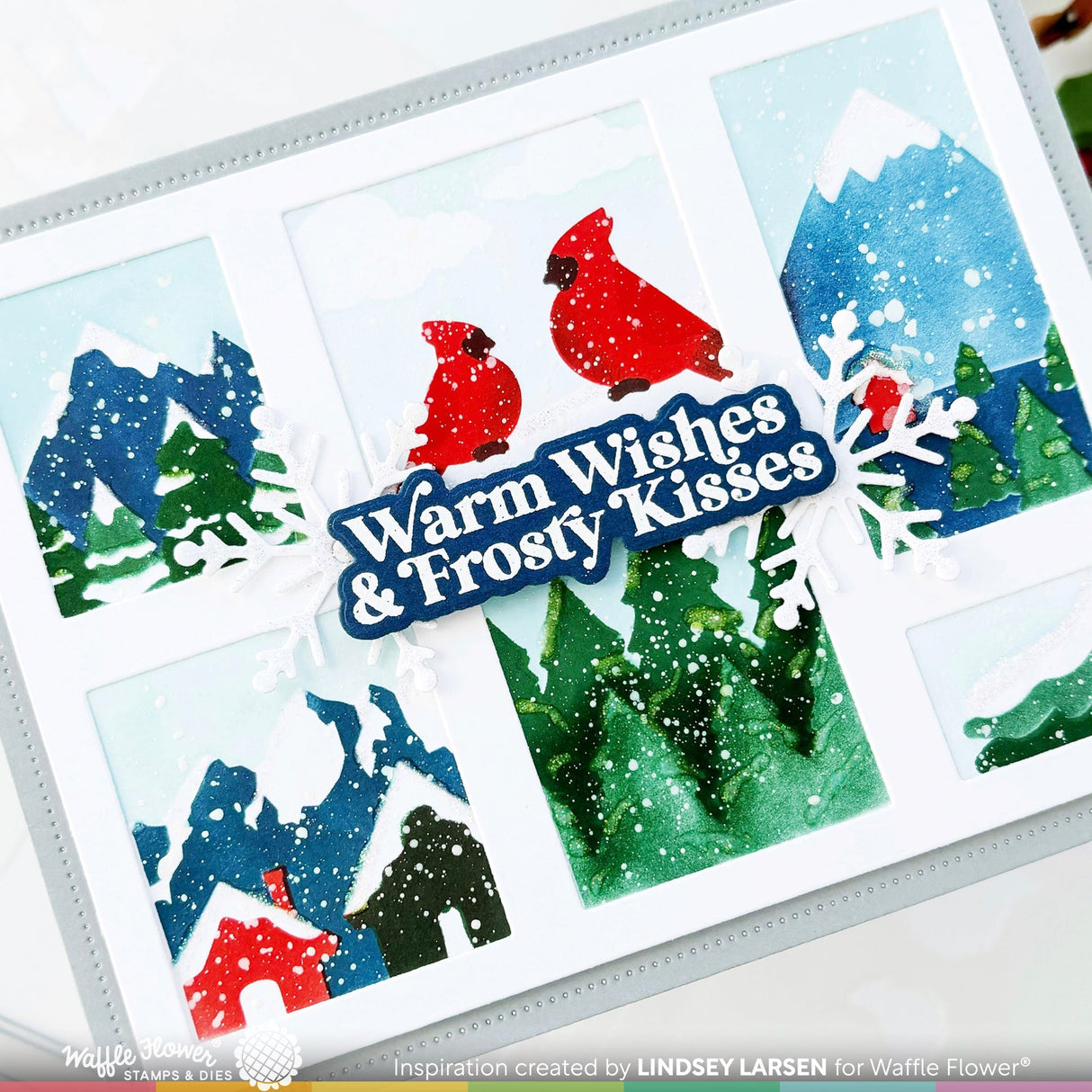 Waffle Flower Postage Collage Snowy Stencil