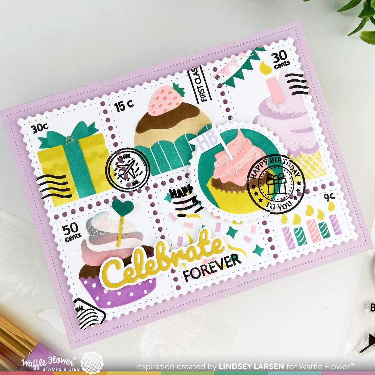 Waffle Flower Cupcake Topper Additions Stamp Set