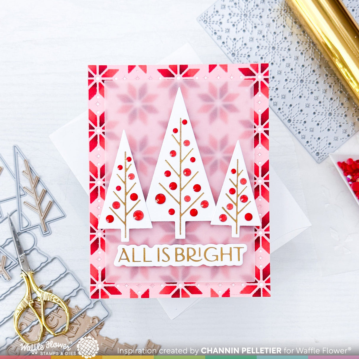 Waffle Flower Elegant Christmas Foil Plate