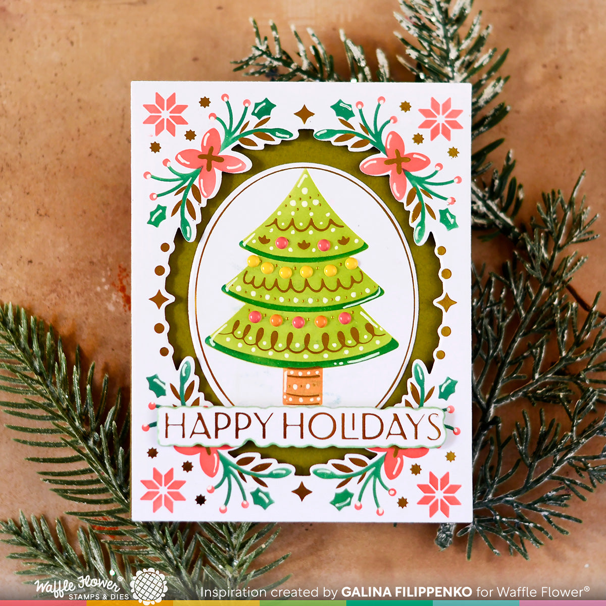 Waffle Flower Folk Art Framed Tree Stencil