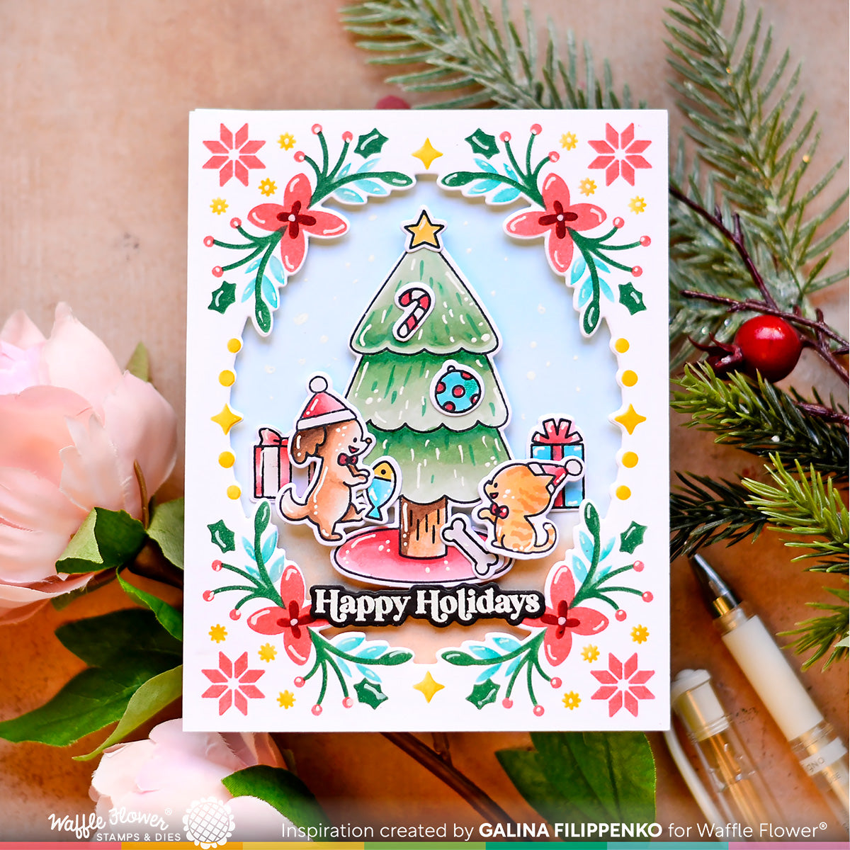 Waffle Flower Folk Art Frame Stencil