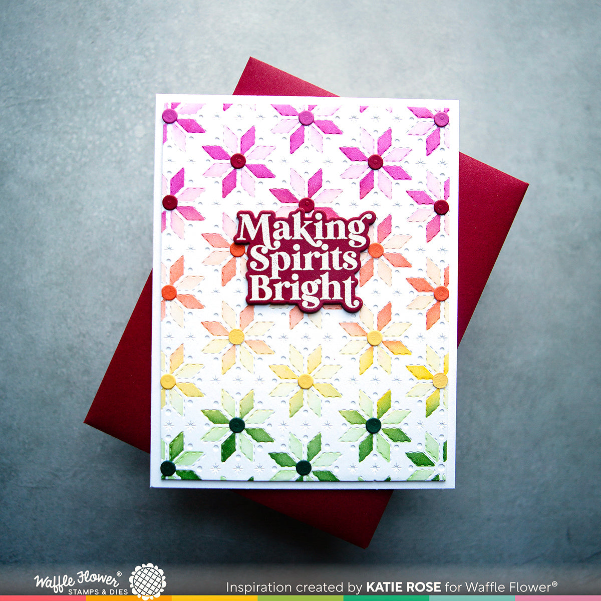 Waffle Flower Folk Art Background Stencil