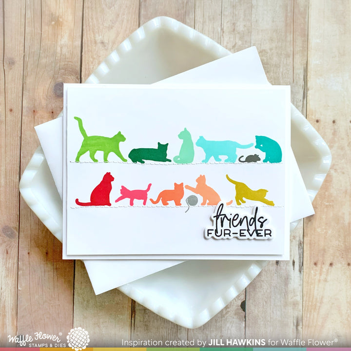 Waffle Flower Purrfect Sentiments Matching Die Set