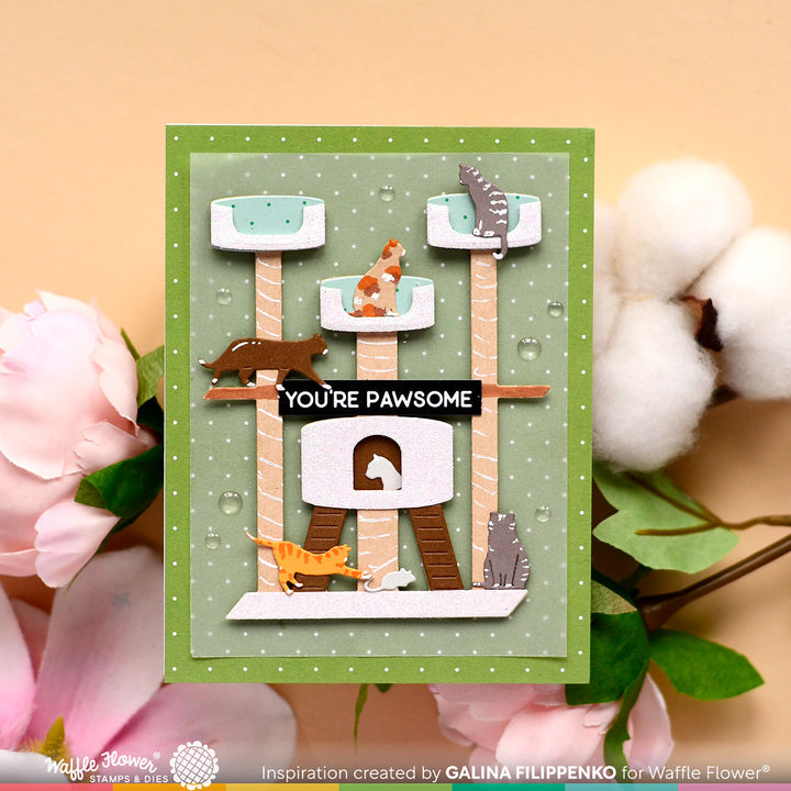 Waffle Flower Cat Tree House Die Set