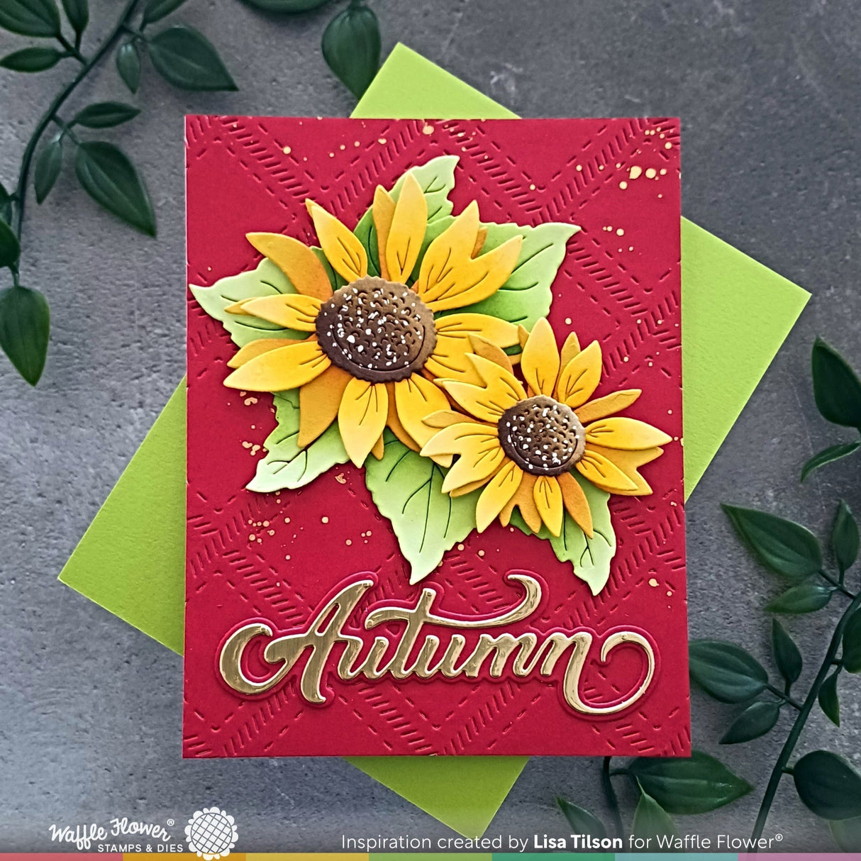 Waffle Flower Sunflower Cluster Die & Stencil Bundle