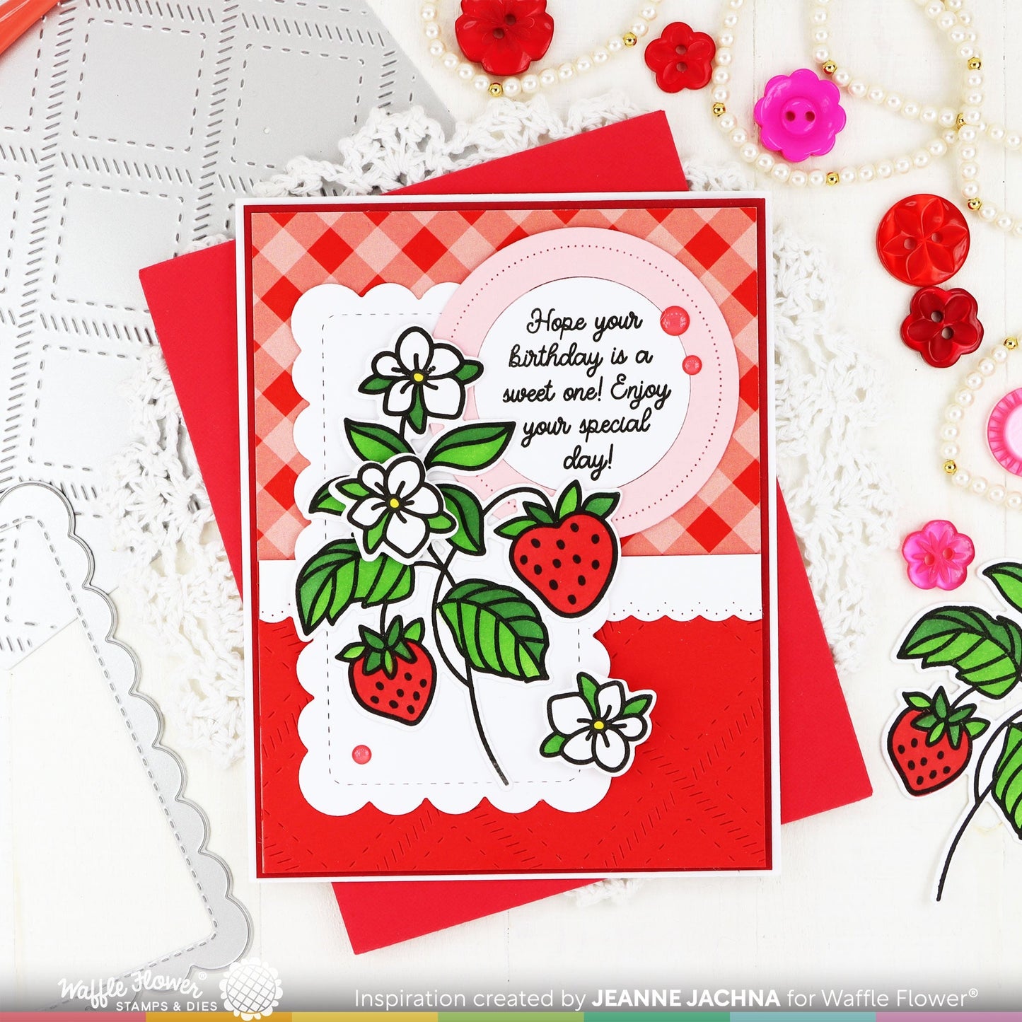 Waffle Flower Berry Sweet Gingham Paper Pad 4.25 x 5.5