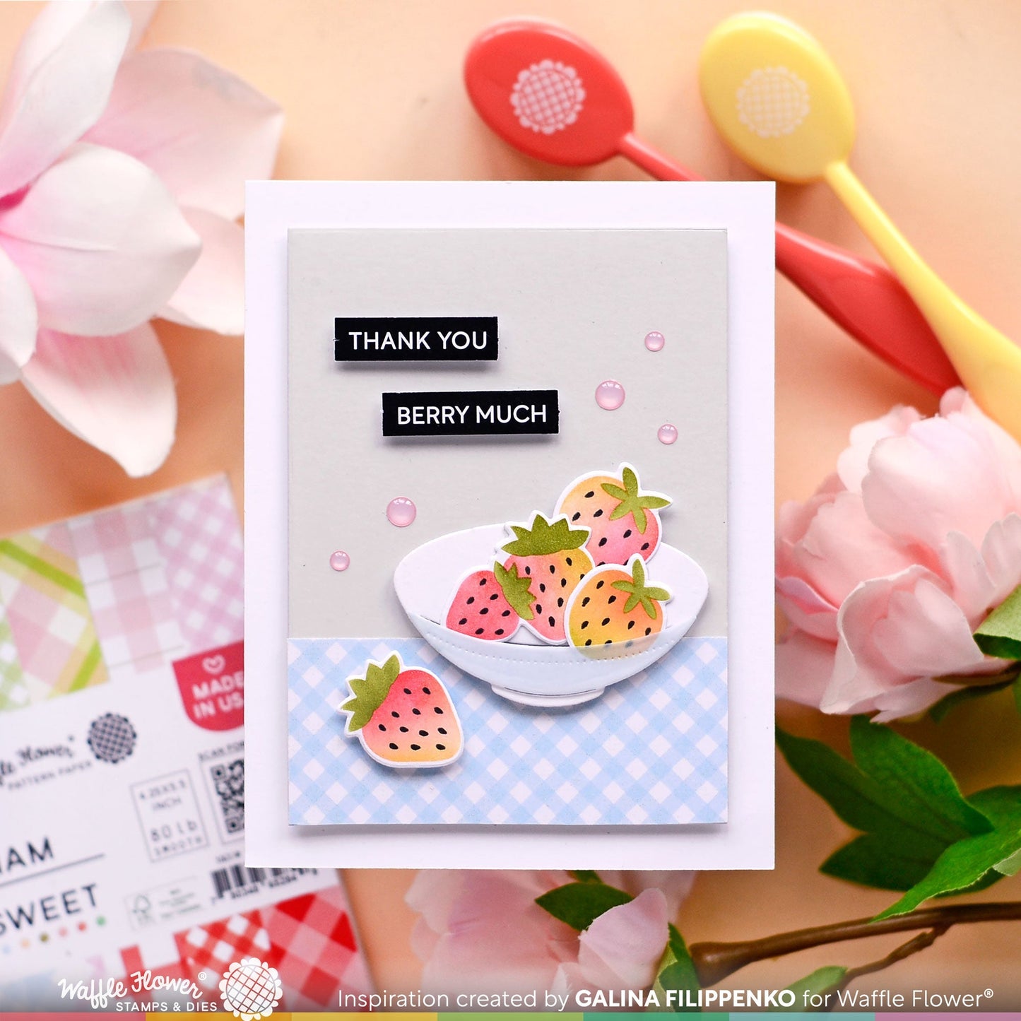 Waffle Flower Berry Sweet Gingham Paper Pad 4.25 x 5.5