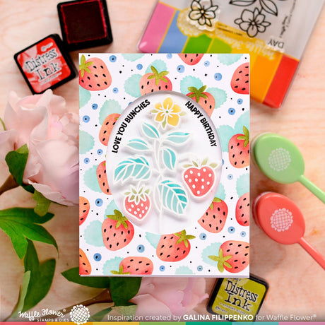 Waffle Flower Sweet Strawberry Coloring Stencil