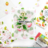 Waffle Flower Strawberries Background Stencil
