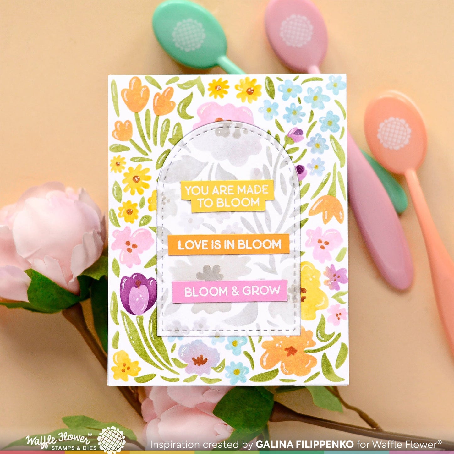 Waffle Flower Small Sentiments Bloom Stamp Set
